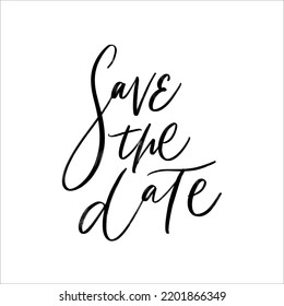 SAVE THE DATE LETTERING. WEDDING LETTERING. VECTOR BRUSH HAND LETTERING. WEDDING TYPOGRAPHY PHRASE. TYPE TEXT ART WORDS