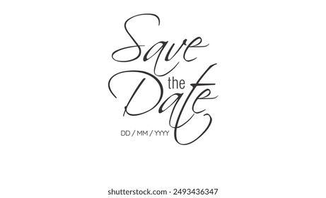 SAVE THE DATE LETTERING. WEDDING LETTERING. VECTOR BRUSH HAND LETTERING. WEDDING TYPOGRAPHY PHRASE.