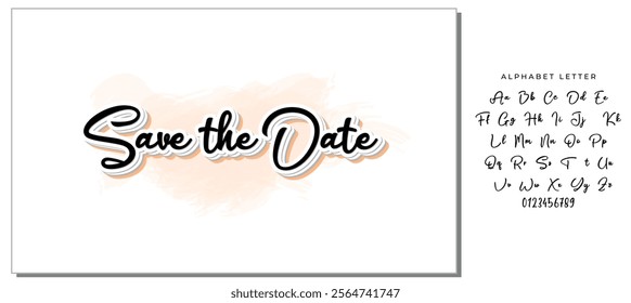 SAVE THE DATE LETTERING. WEDDING LETTERING. VECTOR BRUSH HAND LETTERING. WEDDING TYPOGRAPHY PHRASE. TYPE TEXT ART WORDS