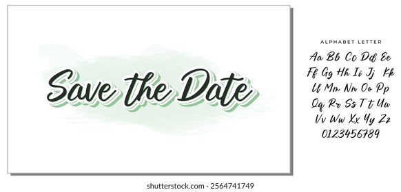 SAVE THE DATE LETTERING. WEDDING LETTERING. VECTOR BRUSH HAND LETTERING. WEDDING TYPOGRAPHY PHRASE. TYPE TEXT ART WORDS