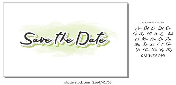 SAVE THE DATE LETTERING. WEDDING LETTERING. VECTOR BRUSH HAND LETTERING. WEDDING TYPOGRAPHY PHRASE. TYPE TEXT ART WORDS