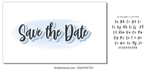 SAVE THE DATE LETTERING. WEDDING LETTERING. VECTOR BRUSH HAND LETTERING. WEDDING TYPOGRAPHY PHRASE. TYPE TEXT ART WORDS