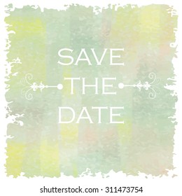 Save the date light love violet green vintage pastel background