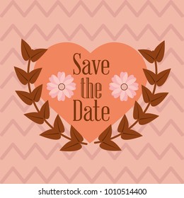 save the date love heart flower card
