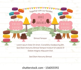 Save the date - Macaroons and Desserts Theme