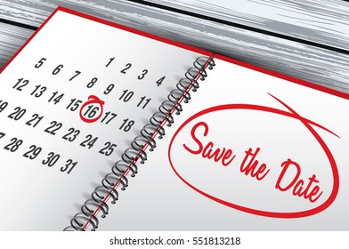 Save the Date mark on calendar vector illustration