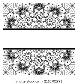 Save the date with mehndi flower. decoration in ethnic oriental, doodle ornament.