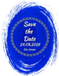 Save The Date Minimalist Modern Invitation Card With Water Color Splash In Greek Style