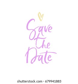 Save the Date. Modern brush calligraphy. Handwritten ink for design wedding invitation and greeting cards.
