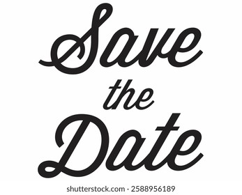 Save the Date modern text vector black and white 