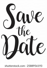 Save the Date modern text vector black and white 