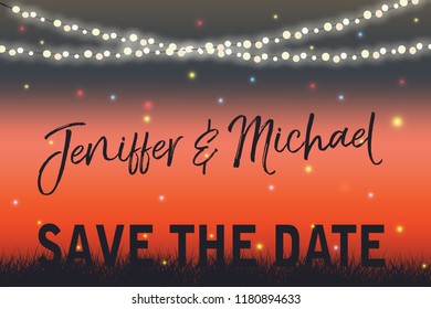 Save the date modern wedding invitation card. Luxury colors and modern typography.watercolor flowers. vector illustration. EPS 10