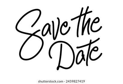 Save the Date Monoline. Outline font vector. Calligraphy script. Modern Line Handwritten typeface. Wedding day. Love couple.