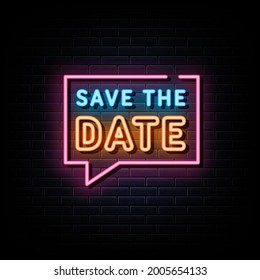 Save the date neon text, neon sign symbol