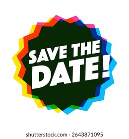 Save the Date on black star shape with color shift