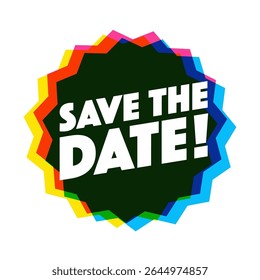 Save the Date on black star shape with color shift