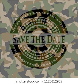 Save the Date on camo pattern
