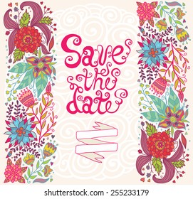 Save the date on floral background.
