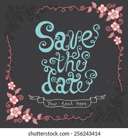 Save the date on floral background.