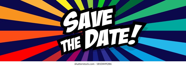 Save the date on radial stripes background