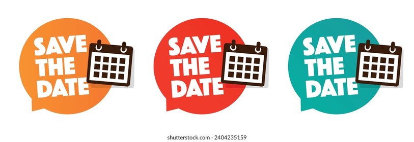 Save the date on speech bulle with calendar