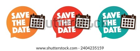 Save the date on speech bulle with calendar
