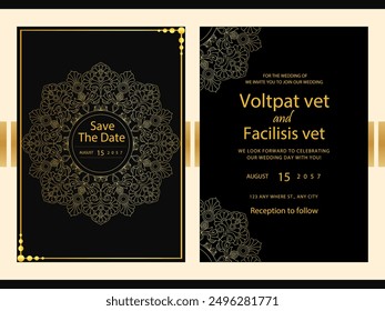 Speichern Sie das Datum dekorative Hochzeit Einladungskarte mit Luxus-Hintergrund Vorlage