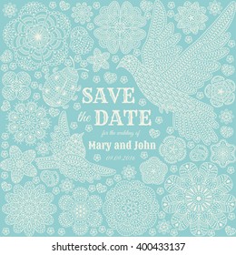 Save the date ornate design. Vector illustration. 