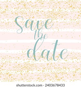 Save the date with pastel white and pink stripes vector background