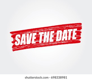 Save the date. pen marker. red brush paint