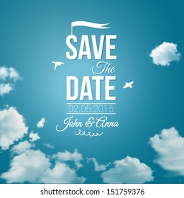 Save the date for personal holiday. Wedding invitation. Vector image.
