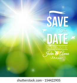 Save the date for personal holiday. Wedding invitation on a lovely soft background. Vector image. 