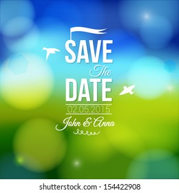 Save the date for personal holiday. Wedding invitation on a lovely soft background. Vector image. 