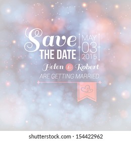 Save The Date For Personal Holiday. Wedding Invitation On A Lovely Soft Background. Vector Image. 