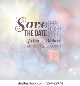 Save the date for personal holiday. Wedding invitation on a lovely soft background. Vector image. 