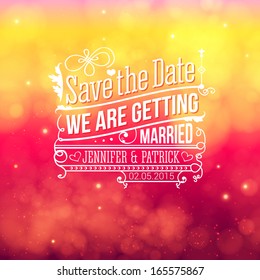 Save the date for personal holiday. Wedding invitation. Vector illustration.