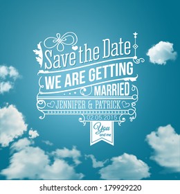 Save the date for personal holiday. Wedding invitation. Vector image. 