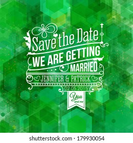 Save the date for personal holiday. Wedding invitation. Vector image. 