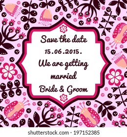 Save the date for personal holiday. Wedding invitation. Vector image.