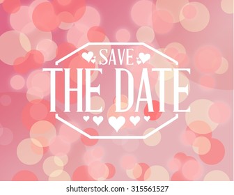 save the date pink bokeh background sign illustration design graphic
