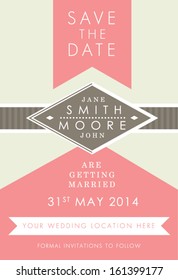 Save the date Pink and Brown style invitation