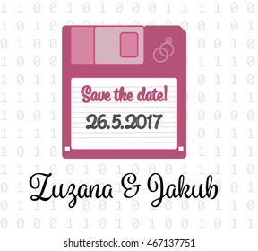 Save the Date - Pink floppy disc template