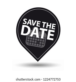 Save The Date Pointer - Black And White Vector Illustration - Isolated On White Background