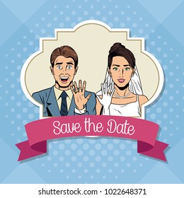 Save the date pop art cartoon Internet Security, baniking online