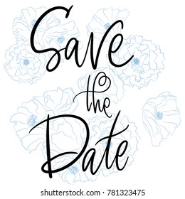 Save the date postcard. Wedding phrase. Vector illustration.