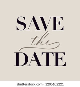 Save The Date pre-made wedding template with cursive classy "the"