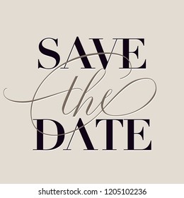 Save The Date pre-made wedding template with cursive classy "the"