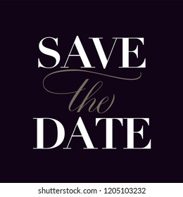Save The Date pre-made wedding template with cursive classy "the"