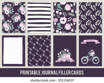 save the date printable set of filler cards for scrapbook 3x4in, planner, diary journallingaa in vector