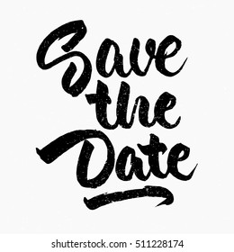 Save the date quote. Ink hand lettering. Modern brush calligraphy. Handwritten phrase. Inspiration graphic design typography element. Cute simple vector sign.